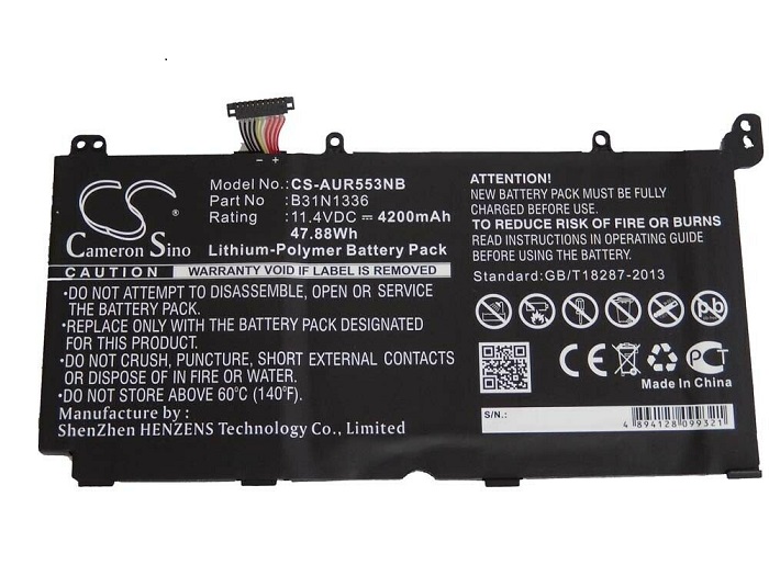 Batteri til 4200mAh ASUS B31N1336, B31-N1336 (kompatibelt)
