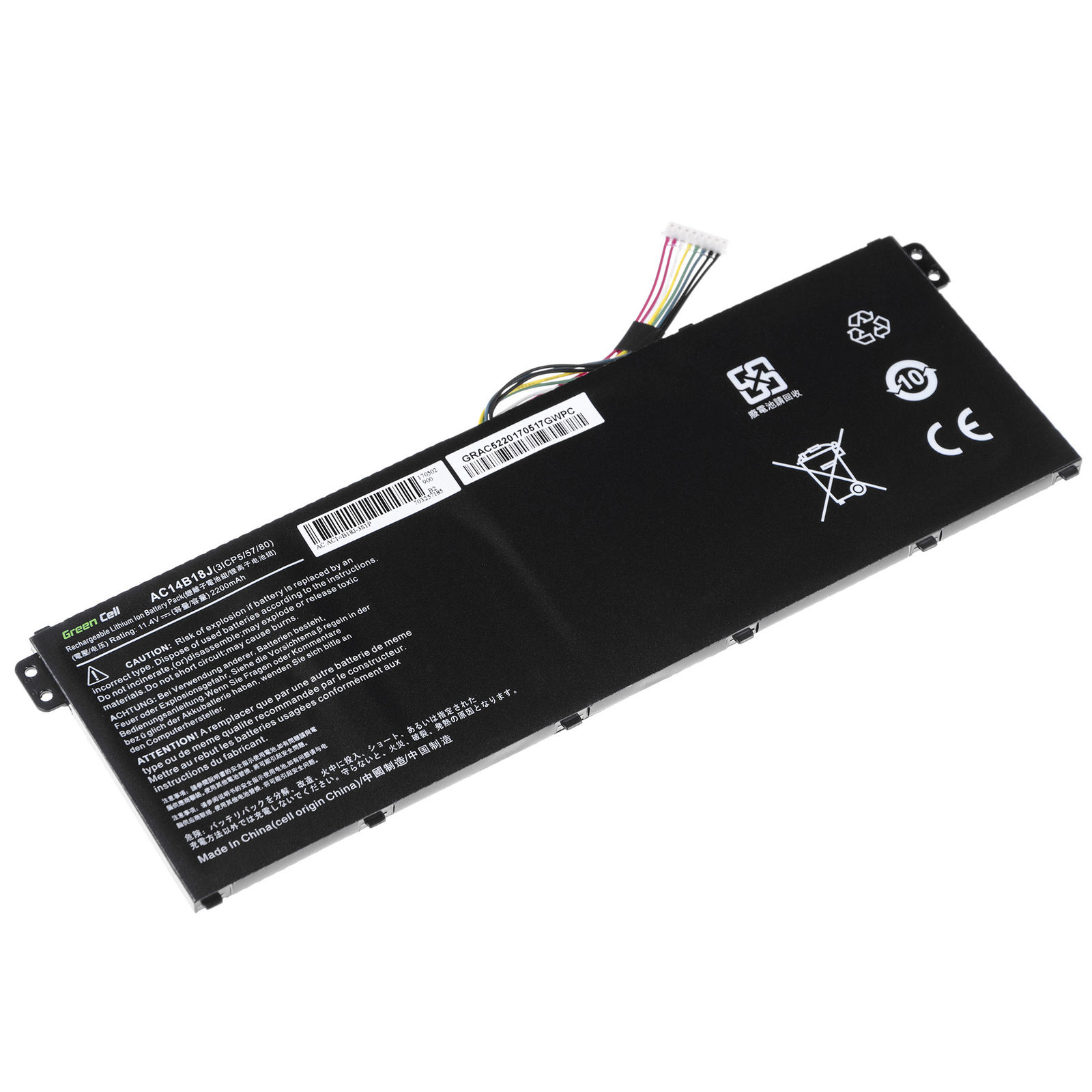 Batteri til AC14B18J AC14B13J Acer ES1-331 ES1-111M ES1-111M-C2T5 ES1-131 ES1-531 (kompatibelt)