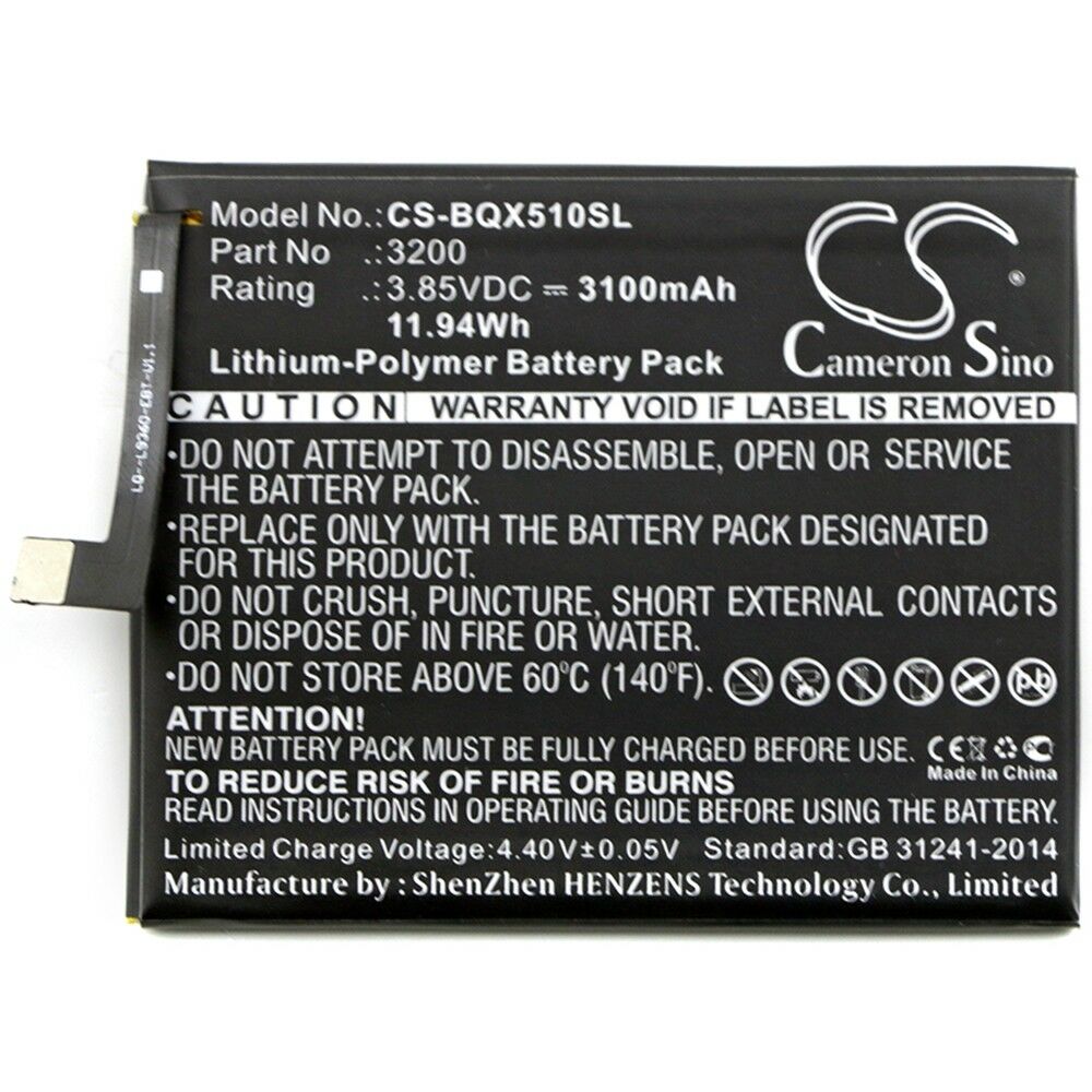 Batteri til Li-Polymer BQ Aquaris X5 Plus + 3200 3100mAh 3,85V (kompatibelt)