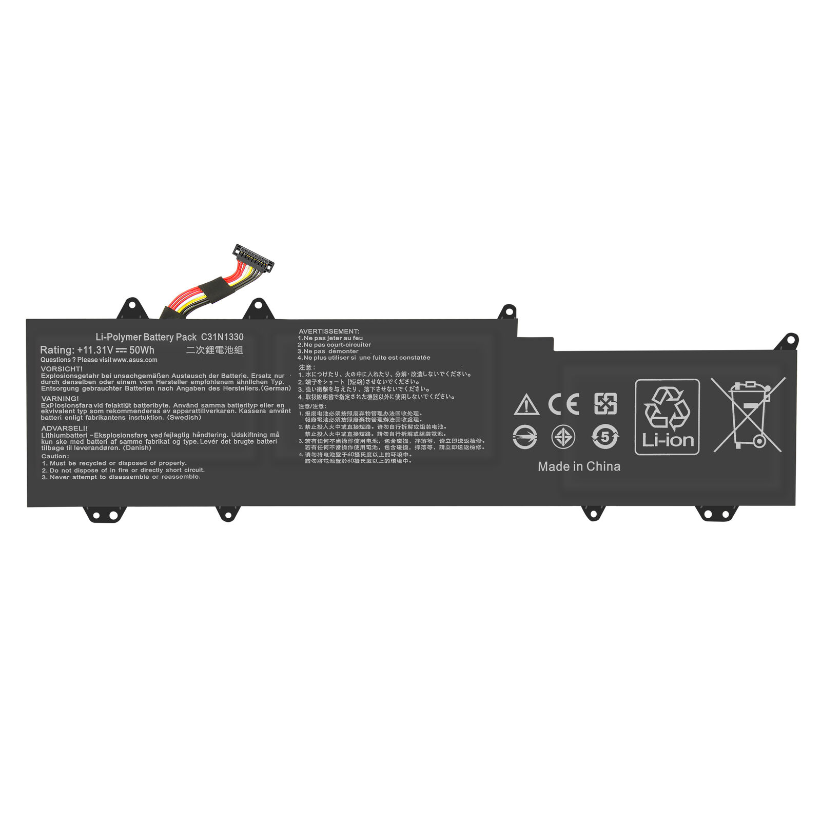 Batteri til 11.31V 50Wh C31N1330 UX32LN ASUS UX32LA UX32L UX32LN-R4053H R4053H (kompatibelt)