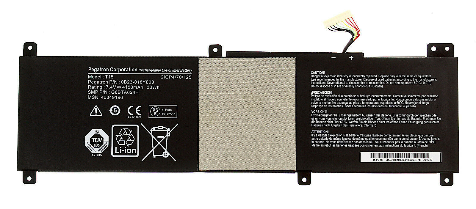 Batteri til 7.4V 4150mAh Medion S6213T S6214T S6413T T15 0B23-018Y000 (kompatibelt)
