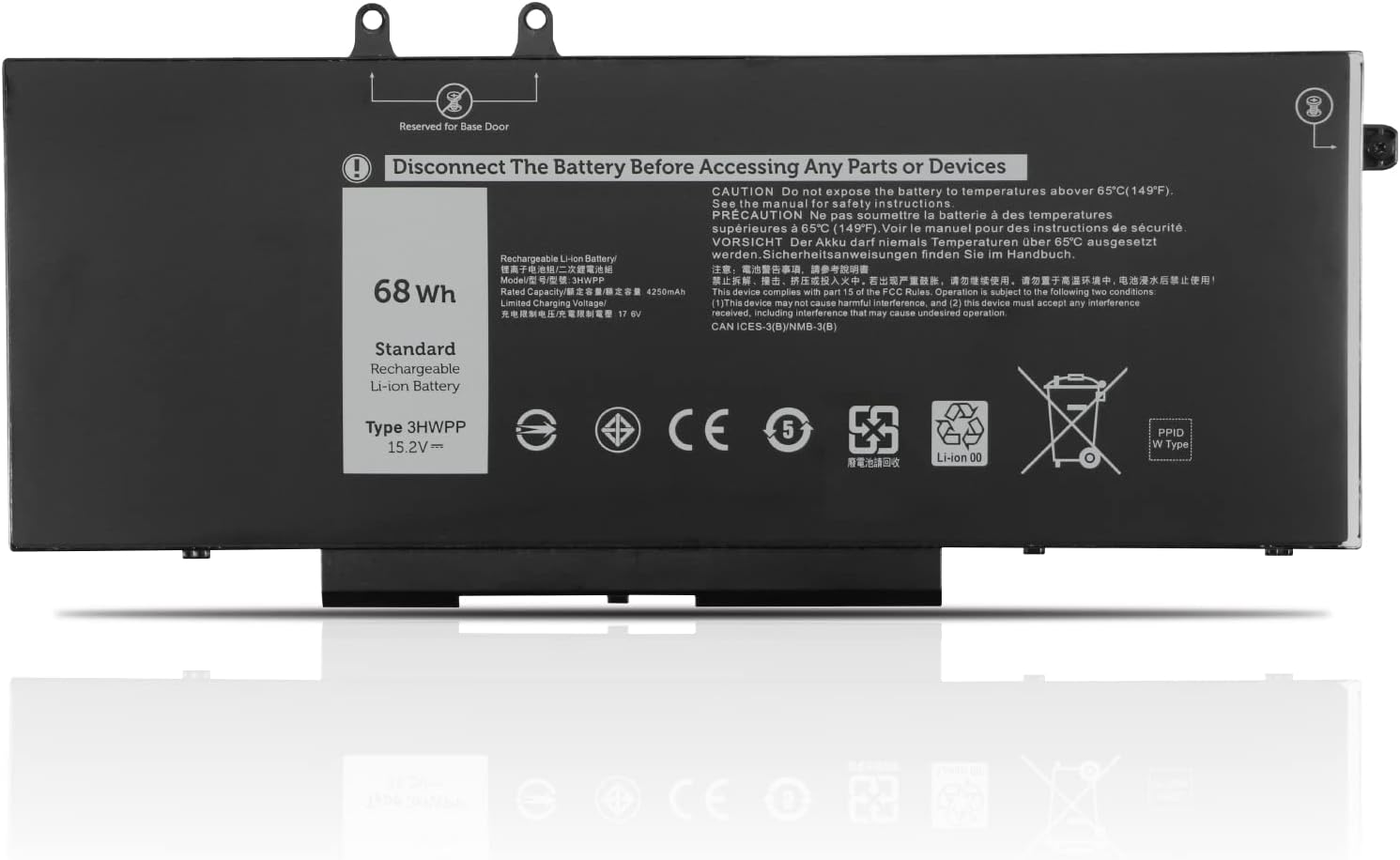 Batteri til 3HWPP Dell Precision 3541 3550 3551 Inspiron 17 7706 15 7500 7506 2 in - 1 black. Edition (kompatibelt)