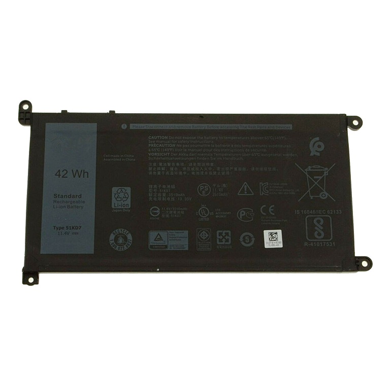 Batteri til 42Wh 11.4V Dell Y07HK 51KD7 K5XWW J0PGR 6CYH6 725KY 0FY8XM (kompatibelt) [51KD7-1]