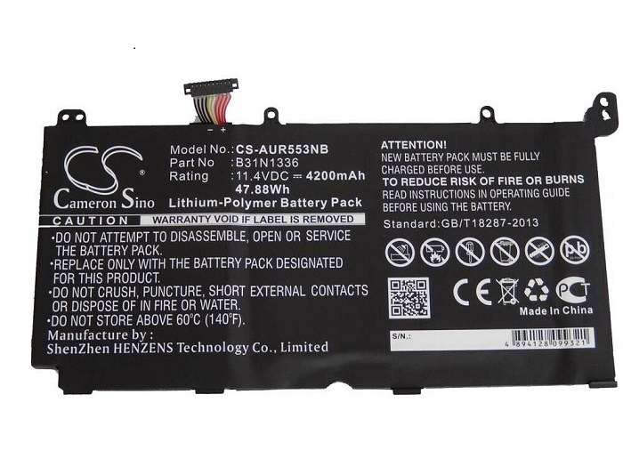 Batteri til B31N1336 Asus VivoBook V551 V551L V551LA R553L R553LN S551 S55IL (kompatibelt) - Klik på billedet for at lukke