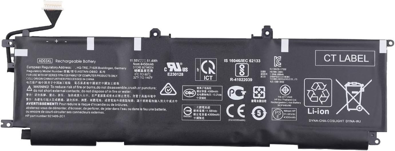 Batteri til AD03XL HSTNN-DB8D HP Envy 13-AD002NG 13-AD101TX 13-AD104TX 13-AD104TX 13-AD1010 8TX TX 13-AD109TX (kompatibelt)