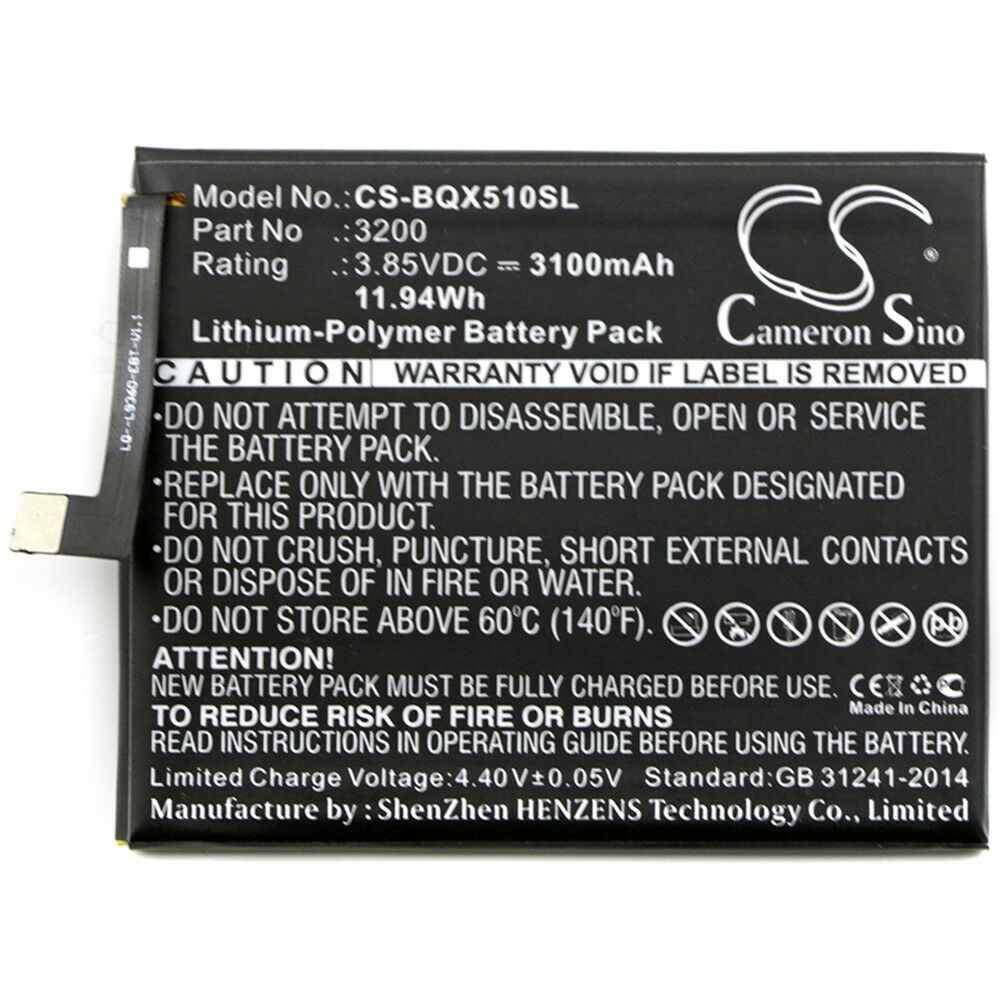 Batteri til Li-Polymer BQ Aquaris X5 Plus + 3200 3100mAh 3,85V (kompatibelt) - Klik på billedet for at lukke