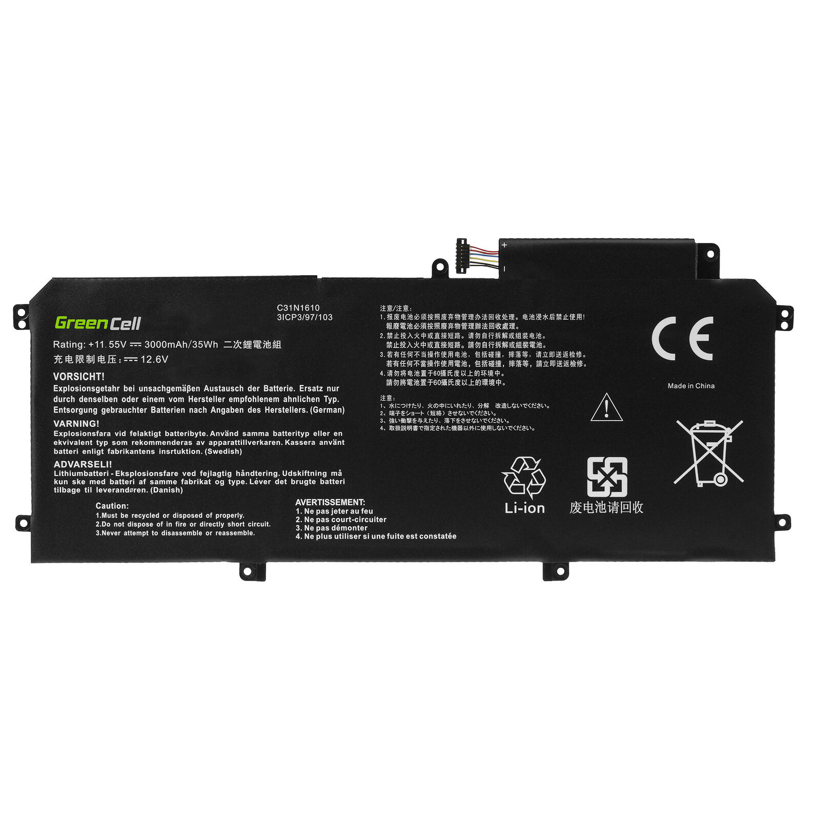 Batteri til C31N1610 Asus ZenBook UX330CA UX330UA-1A UX330UA-FC118T (kompatibelt)