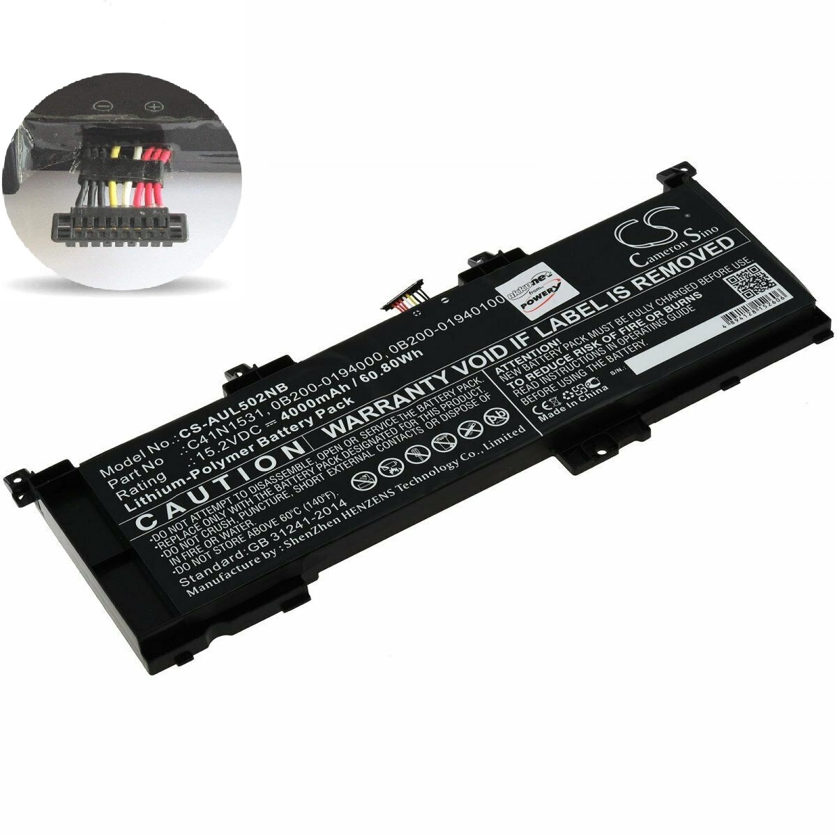 Batteri til C41N1531 0B200-01940100 Asus GL502VS-1A GL502VS-1E GL502VT-1B GL502VY GL502VY-1A (kompatibelt)