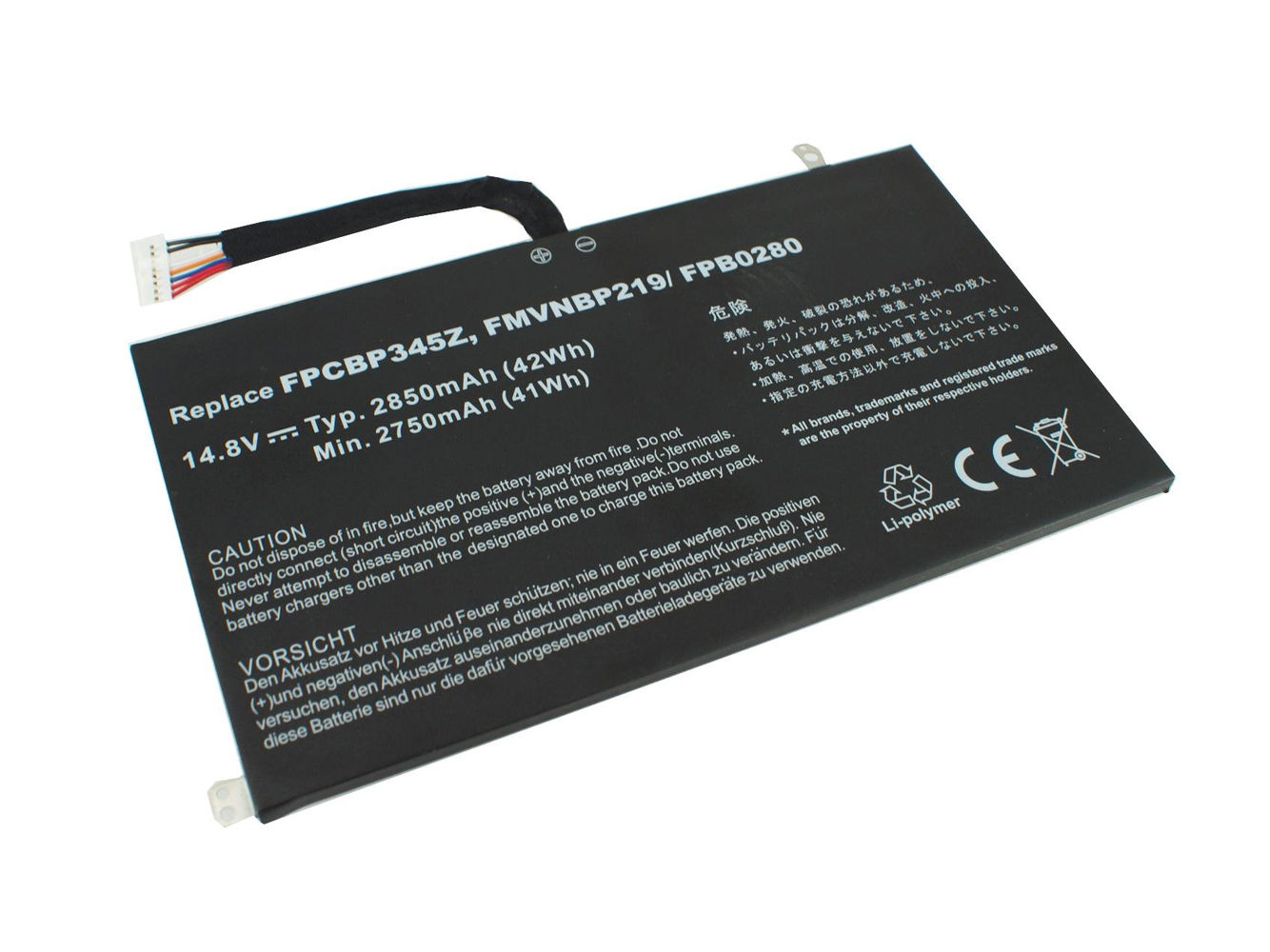 Batteri til 2850mAh Fujitsu UH572 FMVNBP219 FPB0280 FPCBP345Z (kompatibelt)