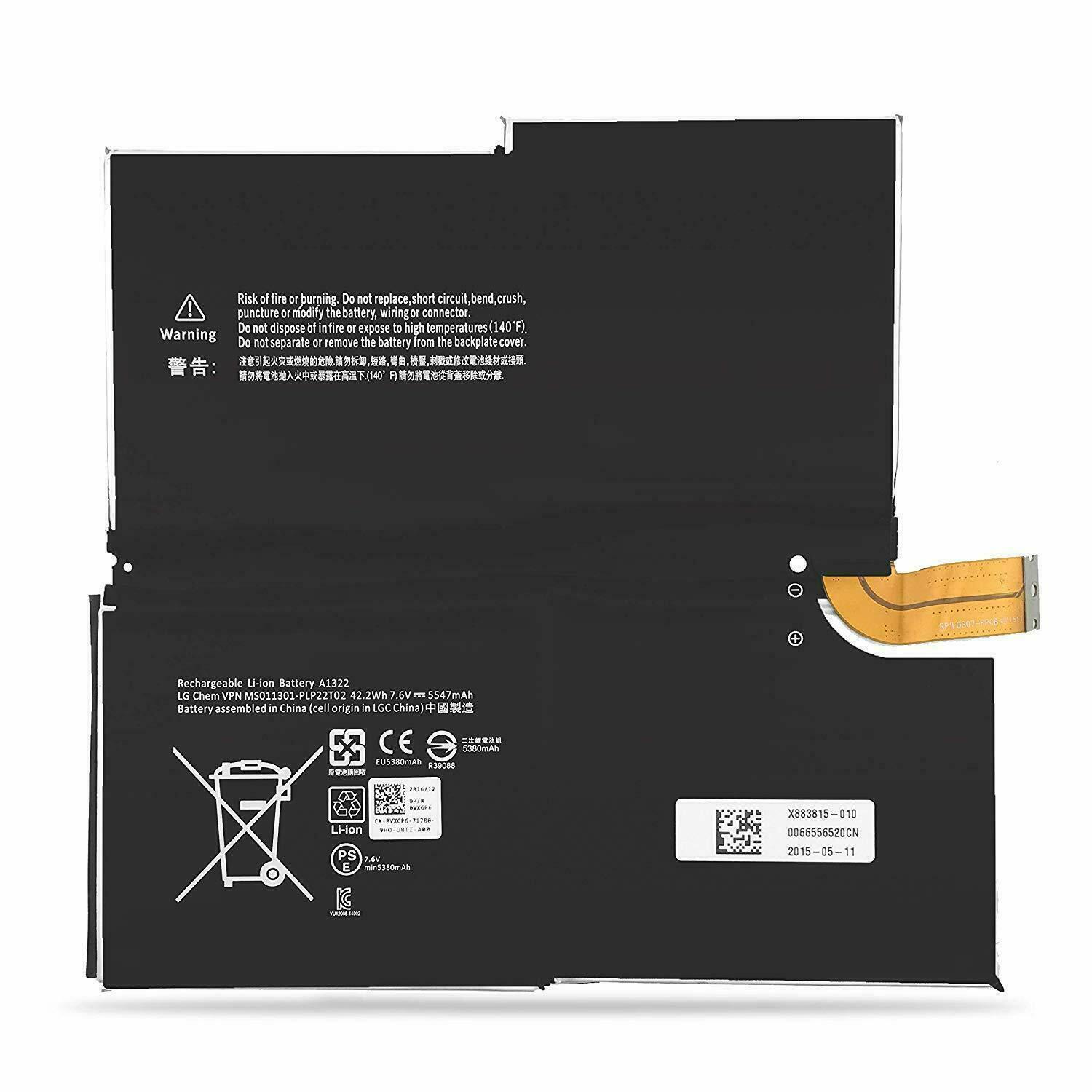 Batteri til G3HTA005H Microsoft Surface Pro 3 1631 1577-9700 Tablet G3HTA009H MS011301-PLP22T02 (kompatibelt)