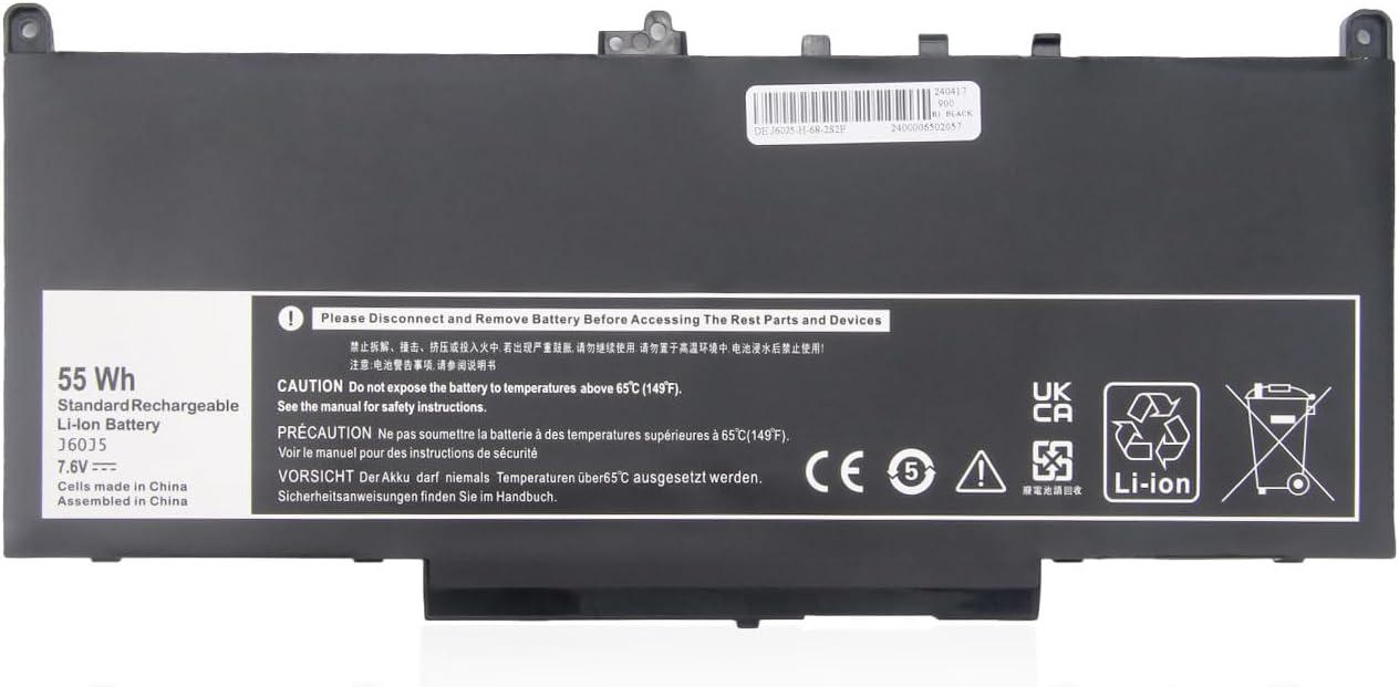 Batteri til Dell Latitude E7270 E7470 J60J5 PDNM2 MC34Y 451-BBSY 451-BBSU WYWJ2 242WD R1V85 GG4FM 1W2Y2 NJJ2H R97YT F1KTM 5F08V (kompatibelt)