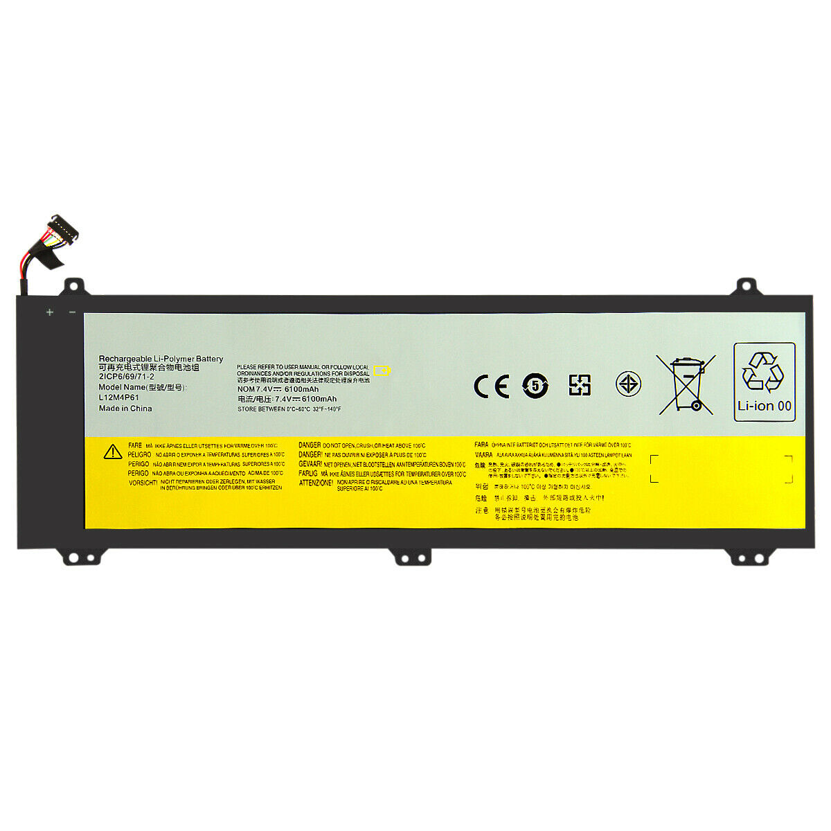 Batteri til LENOVO 121500161 121500162 L12L4P61 L12M4P61 6100mAh (kompatibelt)