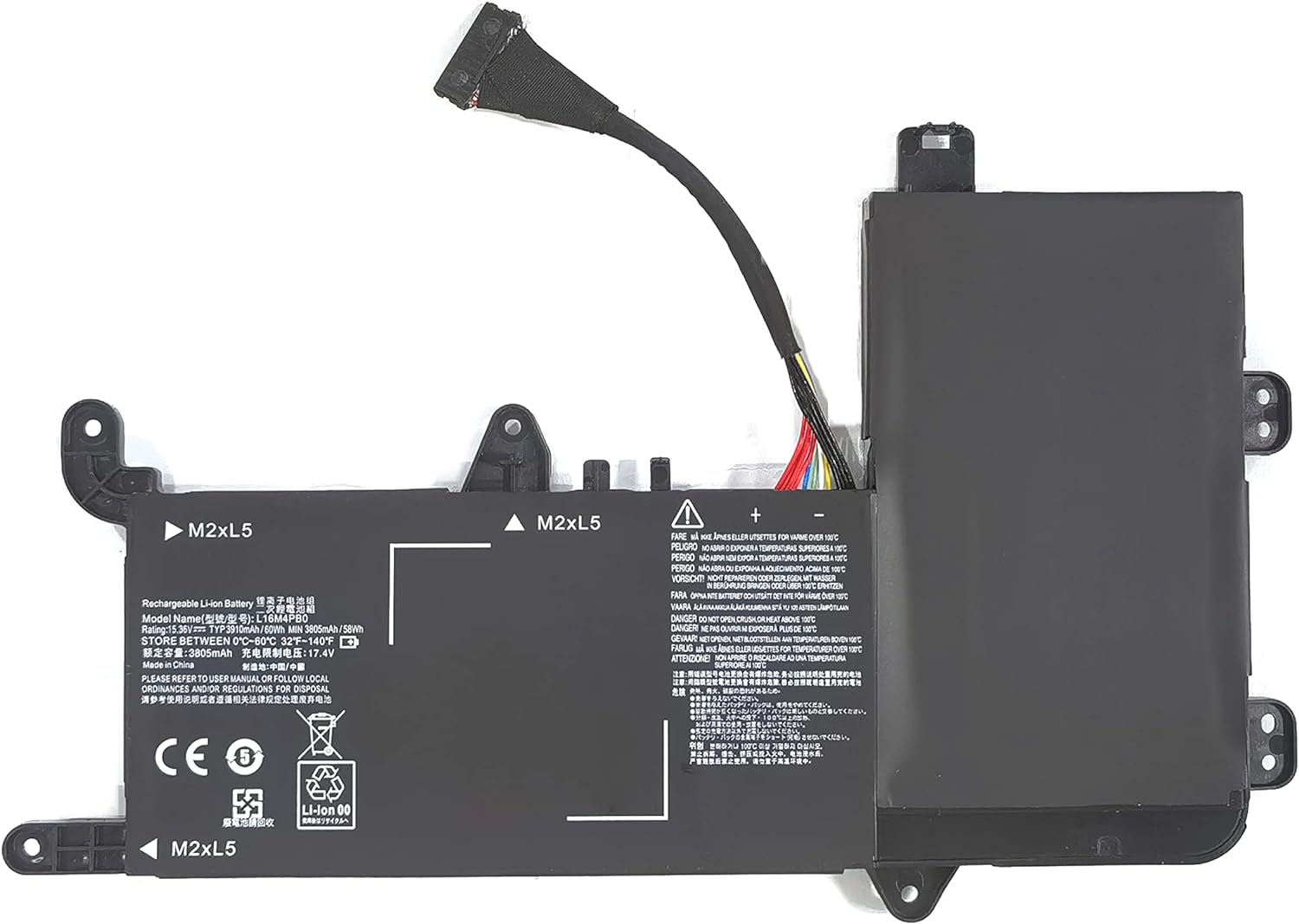 Batteri til 15.36V 60Wh L16M4PB0 L16S4TB0 5B10M33723 Lenovo Legion Y710 Y720-15 Y720-15IKB (kompatibelt)