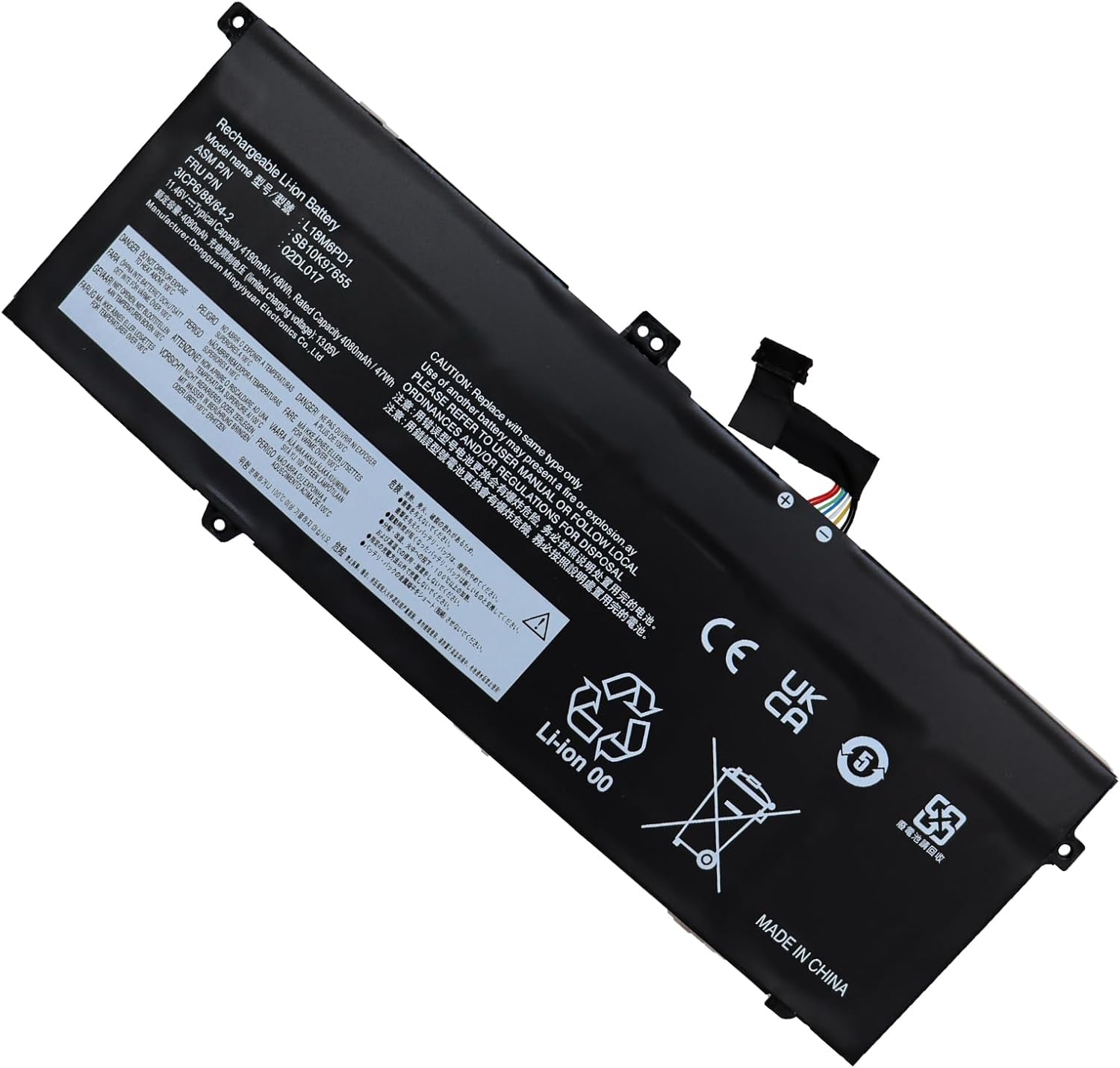 Batteri til L18M6PD1 Lenovo ThinkPad X13 X390 X395 L18M6PD2 02DL018 L18C6PD1 11.46V 48Wh (kompatibelt)