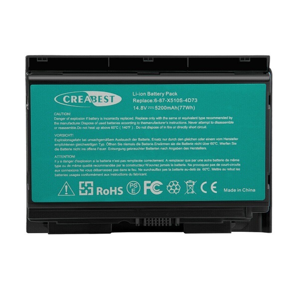 Batteri til 6-87-X510S-4D72 P150HMBAT-8 Clevo P150SM Sager NP8278 NP8268 (kompatibelt)