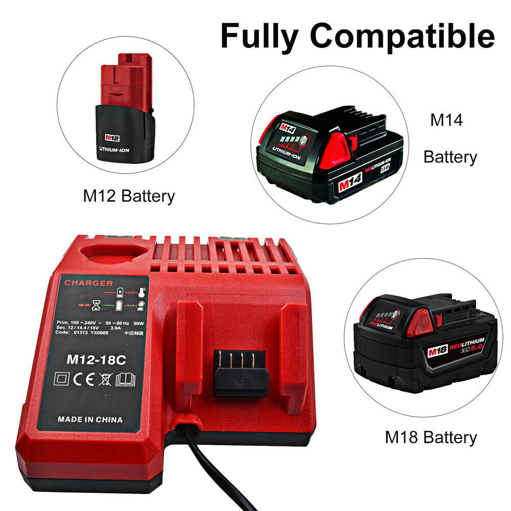 batteri Oplader Milwaukee M18 M12-18C 48-59-1812 MIL-M18-CH01 18V Li-ion